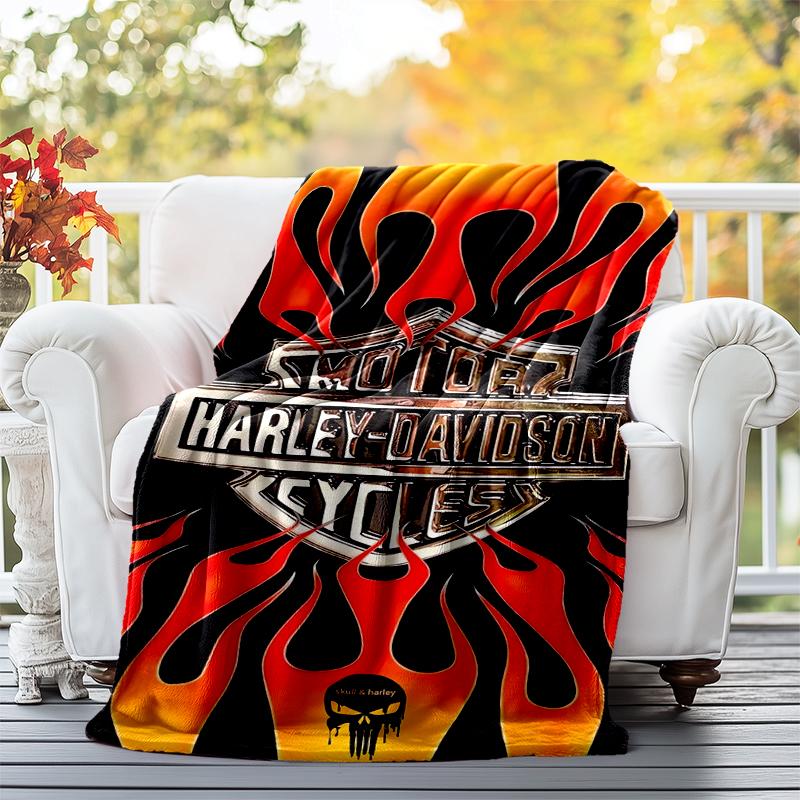 Vintage Motorcycle Flannel Blanket Soft All-Season Throw, Design for Camping, Car Travel, Hiking Sofa, Bed, Office Perfect Gift for Parties