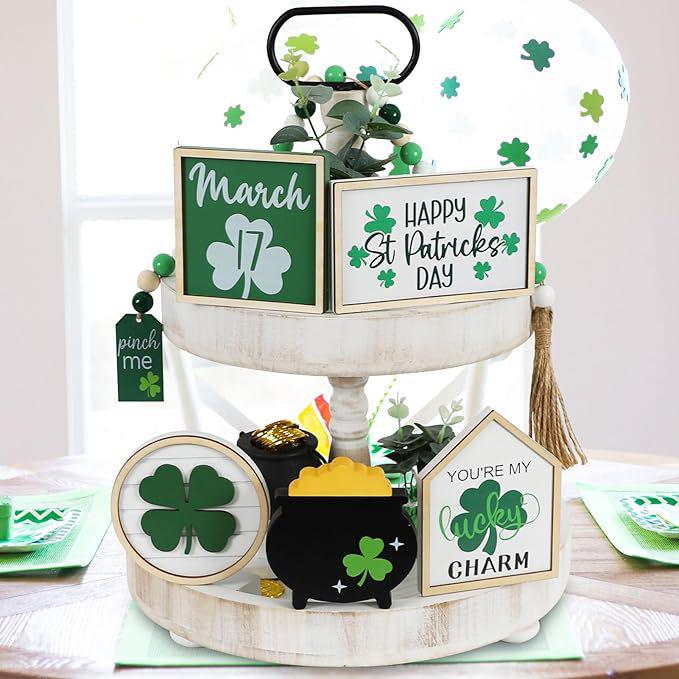 St. Patrick's Day Lucky Clover Wooden Sign Ornament
