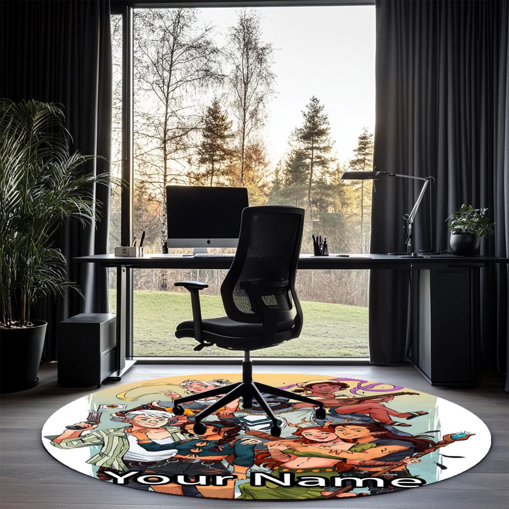 Custom Name Vox Machina Printed Round Rug Carpet Chair Rug Area Rug Entryway Doormats,for Office Chair Living Room Bedroom Kitchen Room.