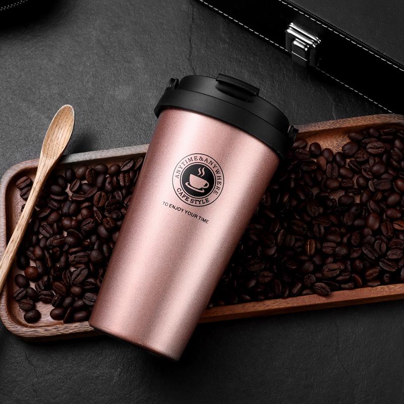 500ml Portable 304 Stainless Steel Insulated Coffee Mug Creative Gift Handheld Thermos for Travel And Outdoor