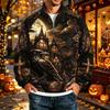 Men's Halloween Print Raglan Sweatshirt Loose Fit Stand Collar Casual Top