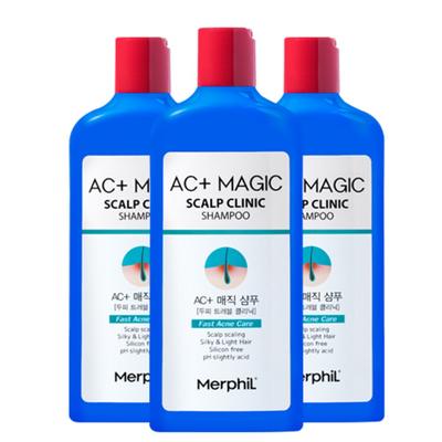 Champú ligeramente ácido para cuero cabelludo seborreico Merfil / Acné del cuero cabelludo / Caspa / Cuidado del cuero cabelludo, 300 ml, 3 unidades