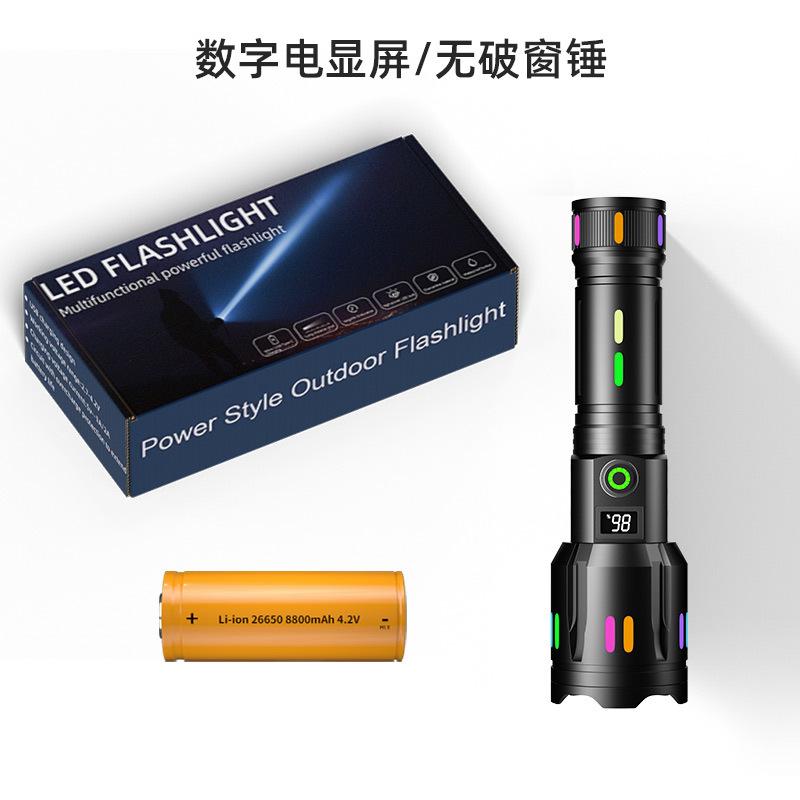 

Мощный дальнобойный светодиодный фонарик со светящимися полосками, с возможностью масштабирования, перезаряжаемый через TYPE-C, для кемпинга на открытом воздухе, для чрезвычайных ситуаций