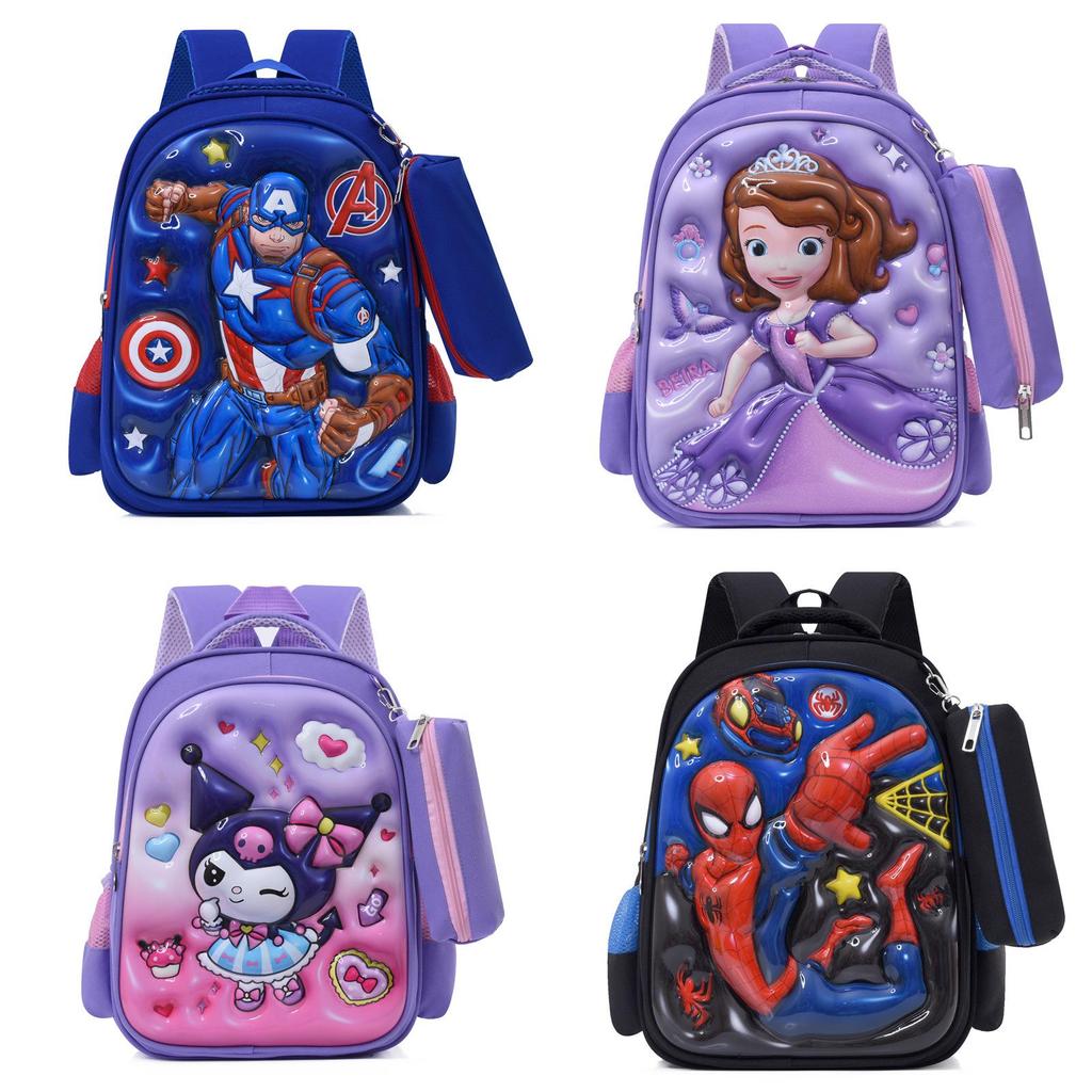 Kuromi Melody Cinnamoroll Captain America Backpack With Breathable Nylon Material For Kindergarten And Elementary School