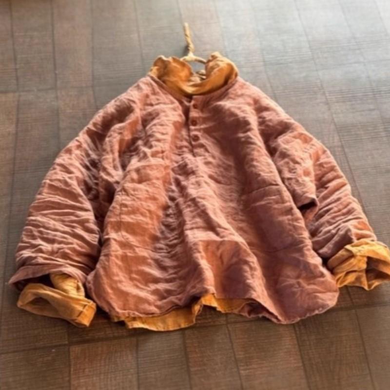 Johnature Women Vintage Shirts Solid Color O-Neck Long Sleeve Autumn Button Loose Soft Female Blouses