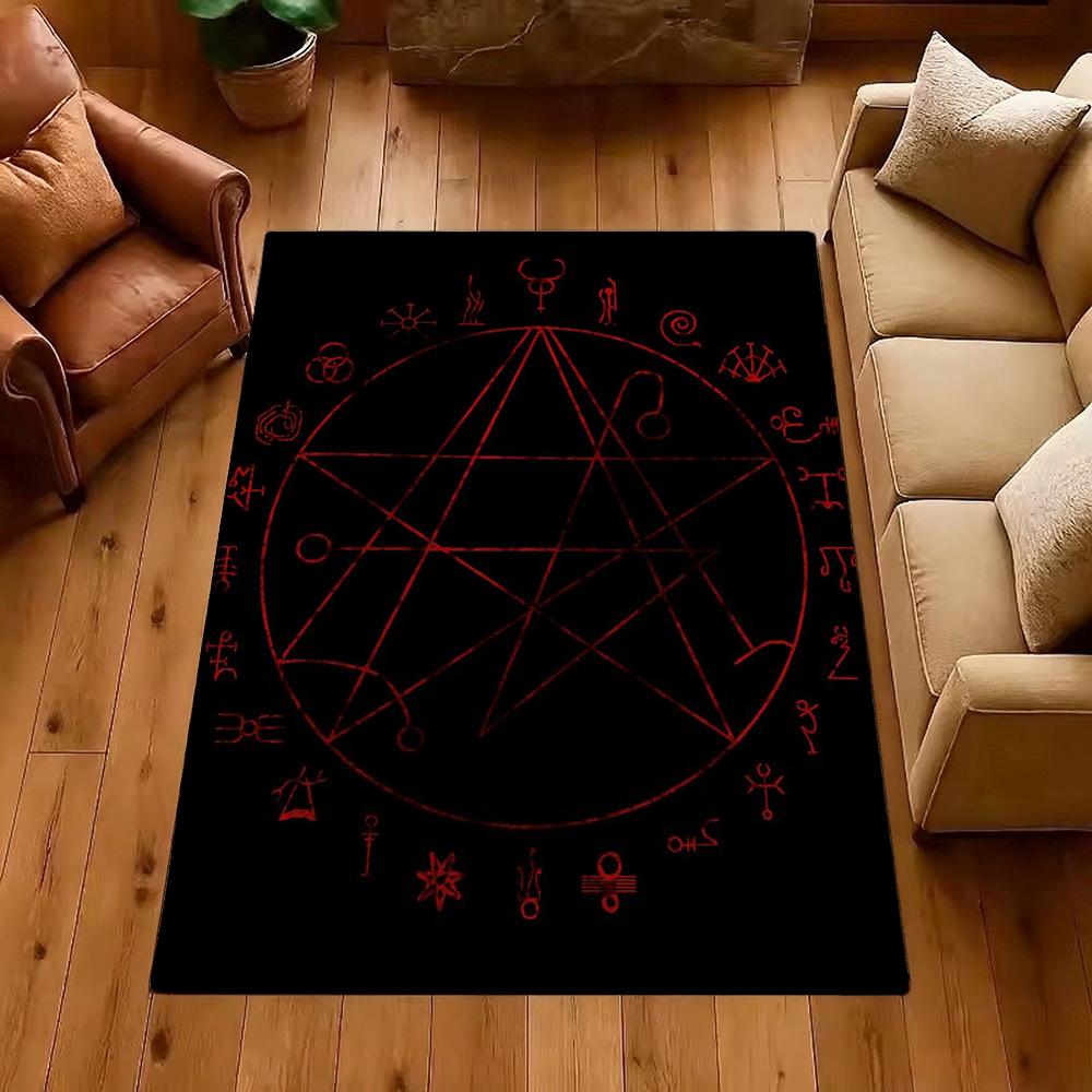 Dark Occult Pentagram Ritual Theme Indoor Rug Allseason Carpet For Bedroom Study Home Decor Halloween Gift