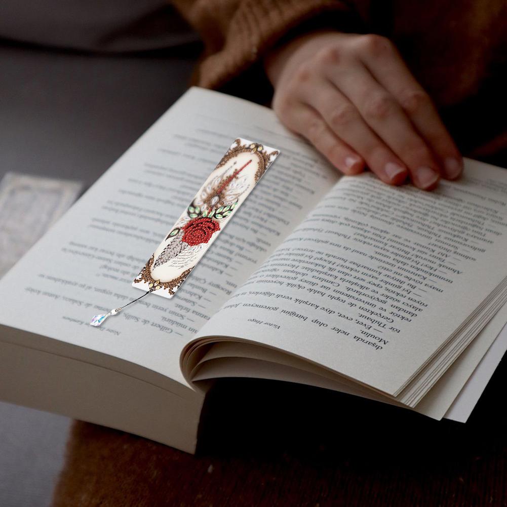 4 Stück Feder-Muster DIY Diamantkunst Lesezeichen Diamantmalerei Kunst Lesezeichen für Leser Heim Büro Buchdeko & Geschenkidee