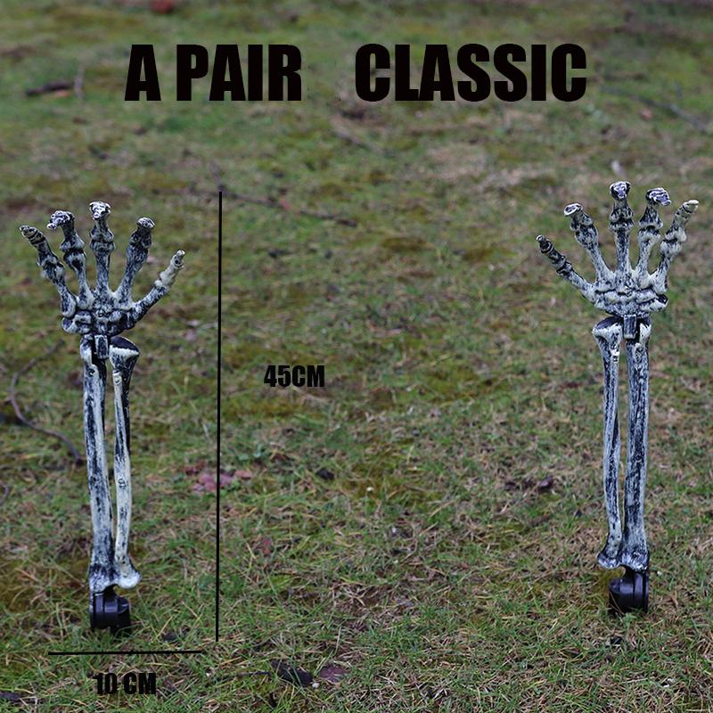 Halloween Realistic Skull Skeleton Head Human Hand Arms for Halloween Party Home Garden Lawn Decor Haunted House Horror Props