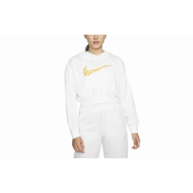 (WMNS) Nike Sportswear Logo Embroidered Loose Fleece Hoodie White Women s DO7257-100 L