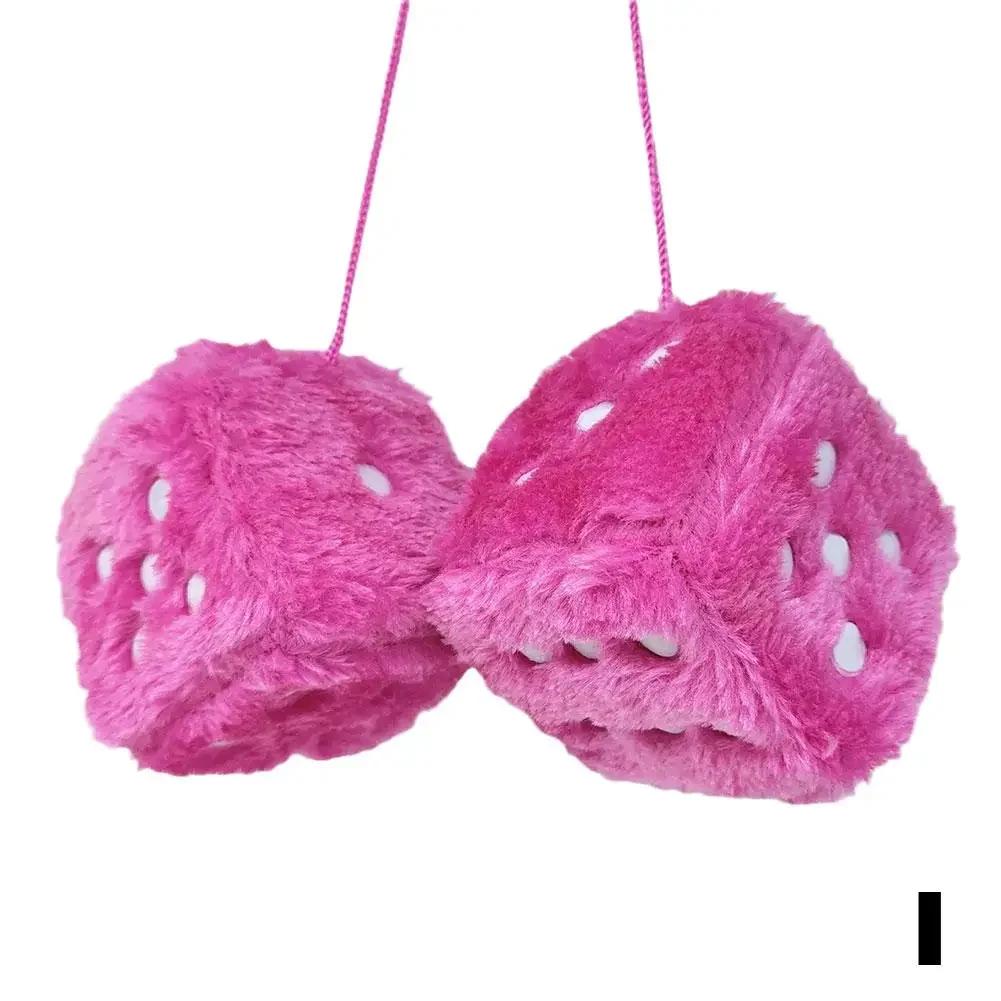 Mode Auto Rückspiegel Hängeanhänger Paar Fuzzy Plüschwürfel Auto Heimdeko Ornament Autozubehör Innenraum Hängende Deko