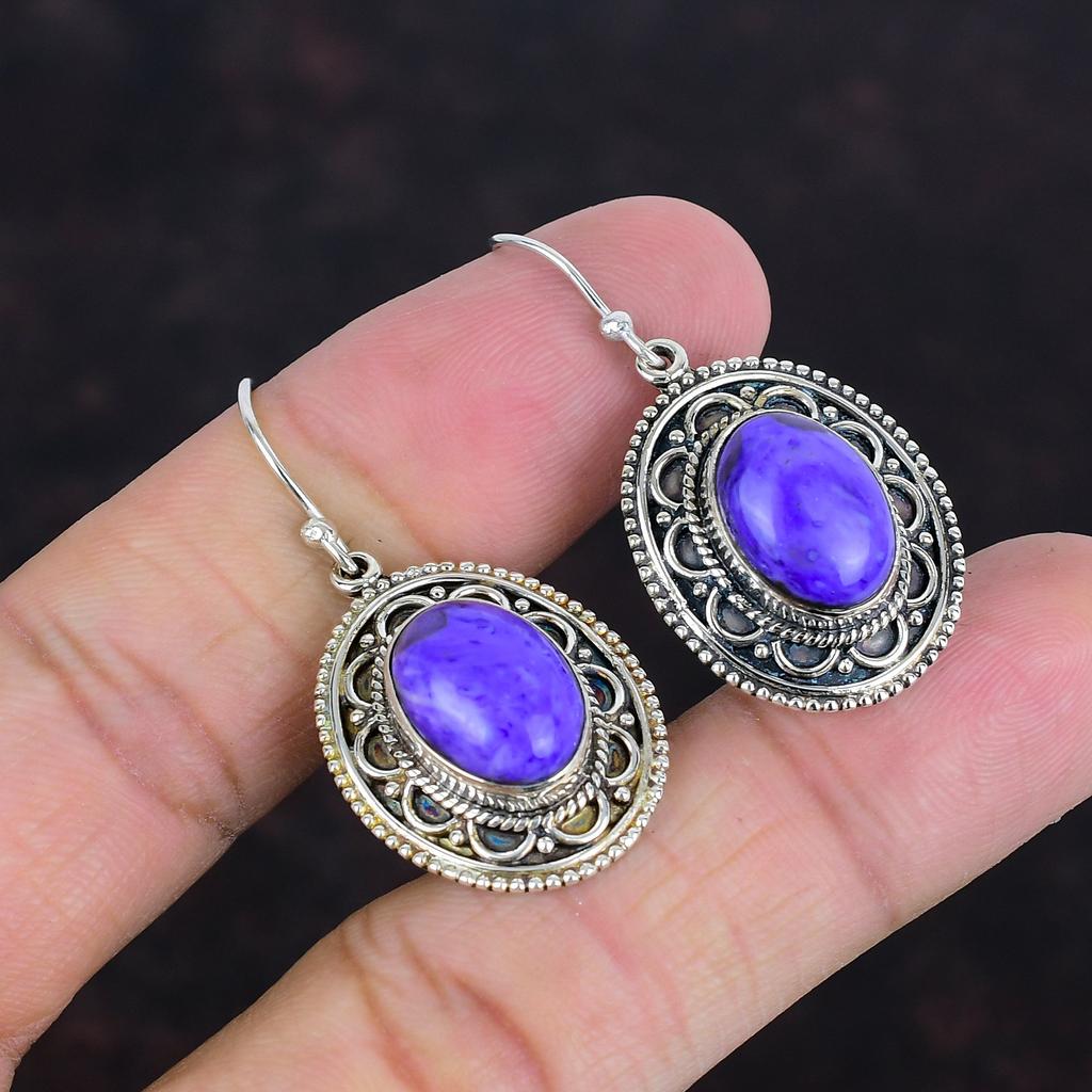 Charoit Ohrring Natur Edelstein Ohrringe Vintage Ohrring Neuestes Design Schmuck 925 Sterlingsilber Ohrring Handgefertigter Ohrring Geschenke für Ehefrau