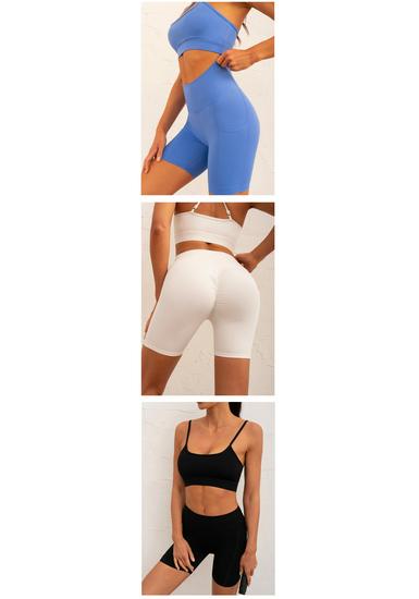 European & American Sports Camisole with Double Pocket Shorts - Stylish, Sexy Back, Thin Straps, Ideal for Fitness & Yoga.