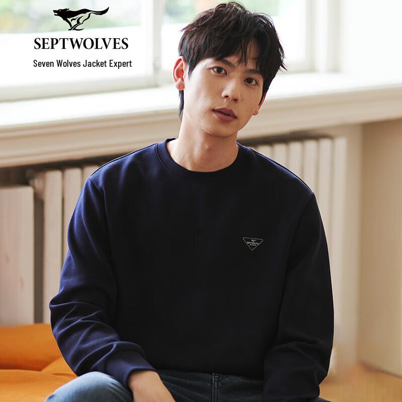 SEPTWOLVES Men s Autumn Vertical Stripe Jacquard Crewneck Sweatshirt M