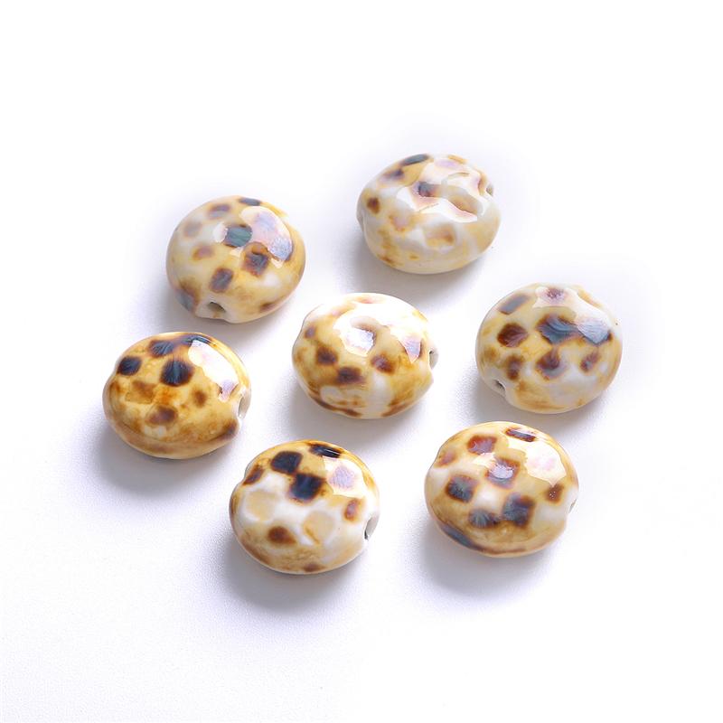 

5 шт. 19 мм фарфоровые бусины с цветочной глазурью, сплюснутые круглые керамические бусины для изготовления ювелирных изделий, сделай сам, подвески, браслет, ожерелье, ремесла