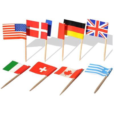 100Pcs National Flags Picks Different Countries Toothpicks Party Sticks Cupcake/ Cake/ Pie/ Fruit/ Ice Cream Topper Decoration
