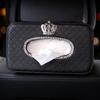 High Quality Leather Diamond Crown Car Tissue Box For Armrest Paper Holder Hanging for Auto Back Seat Headrest Organizer Storage