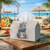 2D Flat, 1 Hippo-shaped Tissue Box - Cute and Simple Hippo Design, Paired with a Soft Neutral-colored Tissue Holder, Durable and Long-lasting. Suitabl