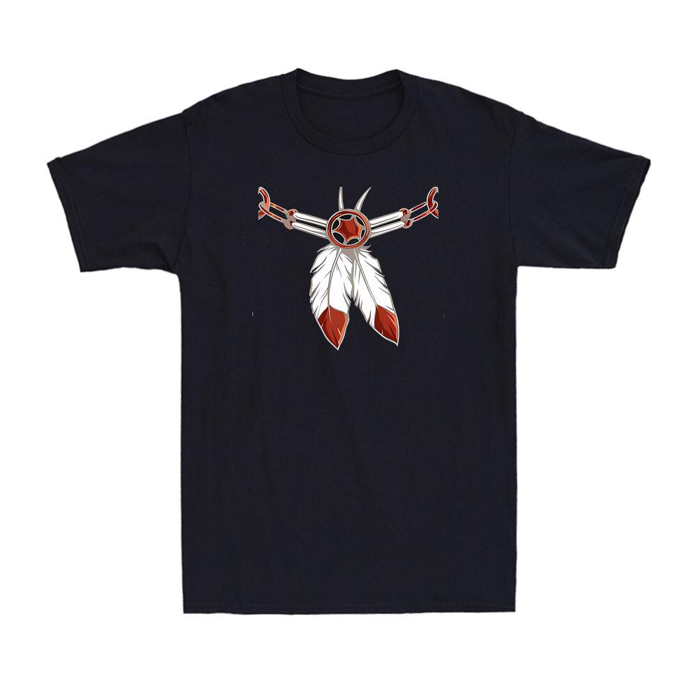 Native American Indian Feather Art Cool Necklace Feathers Vintage Men's T-Shirt