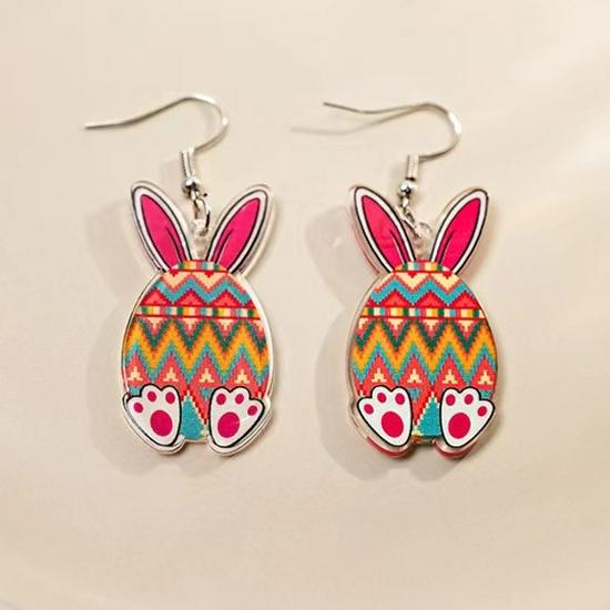 Easter Acrylic Rabbit & Carrot Dangle Earrings for Women - Cute Cartoon Design