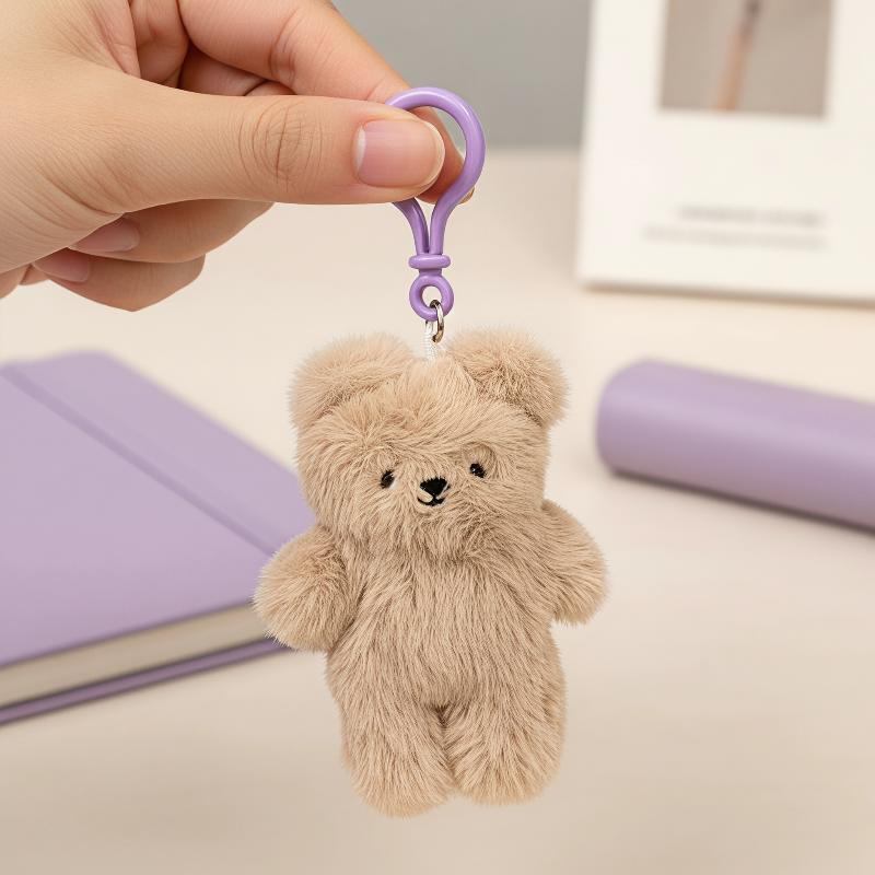 Cute Fluffy Bear Bunny Plush Keychain Cartoon Animal Doll Bag Pendant Decor Backpack Handbag Hanging Ornament Lovely Gifts