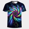 Verano Nuevo 3D Dorado Moda Digital Harajuku Estampado Manga Corta Cuello Redondo Masculino Casual Personalidad Hip Hop Calle Camiseta Tops