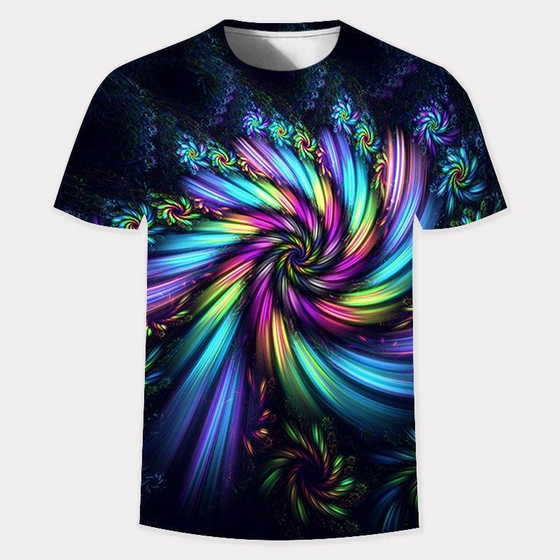 Verano Nuevo 3D Dorado Moda Digital Harajuku Estampado Manga Corta Cuello Redondo Masculino Casual Personalidad Hip Hop Calle Camiseta Tops
