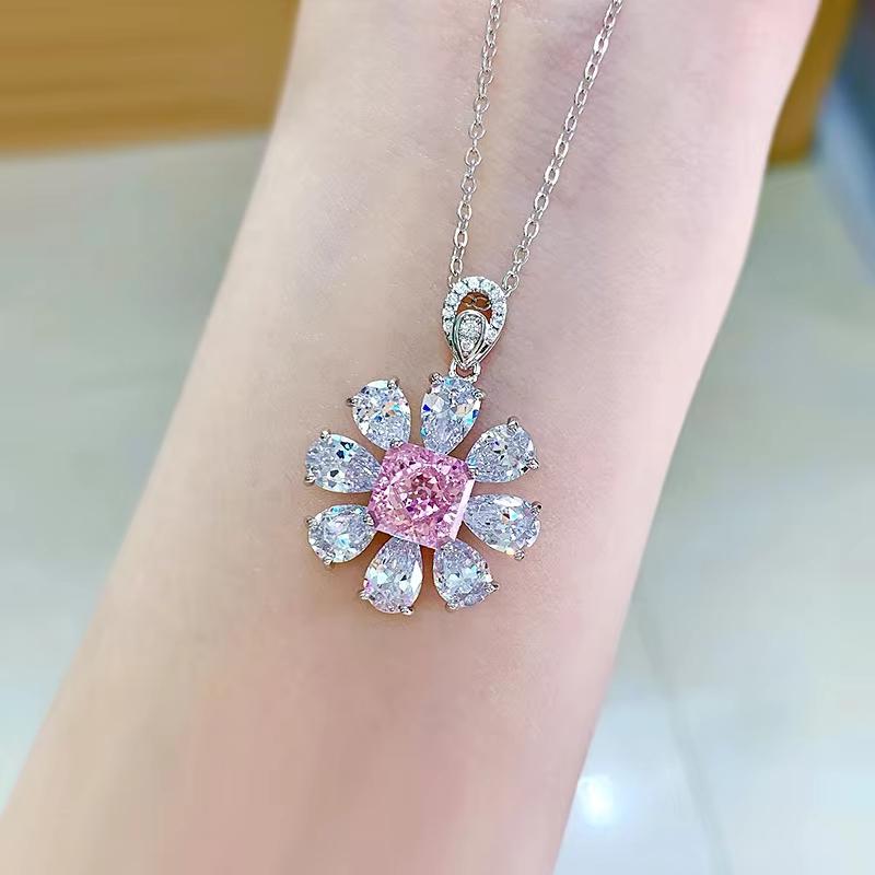New S925 Flower 4 Carat Necklace Women's Jewelry Factory Direct Sales