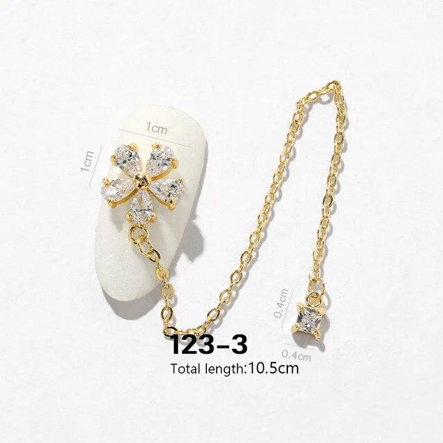 Un morceau de strass brillants en Zircon pour Nail Art, diamants de luxe, chaînes à pampilles, bijoux en perles, décorations d'ongles, accessoires de manucure