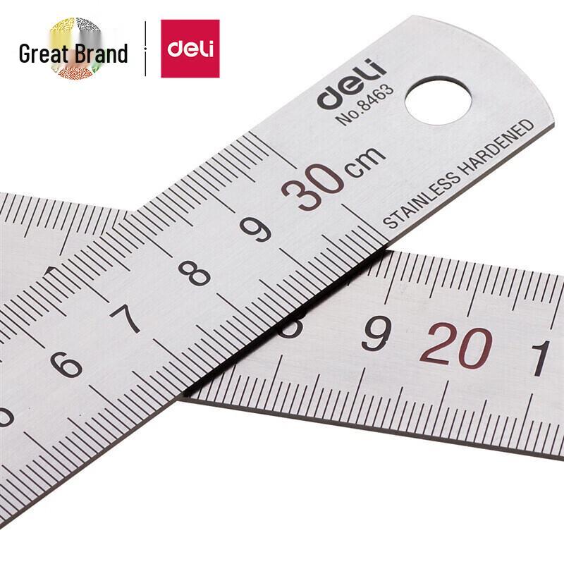 Deli 30cm Stainless Steel Ruler with Formula Conversion