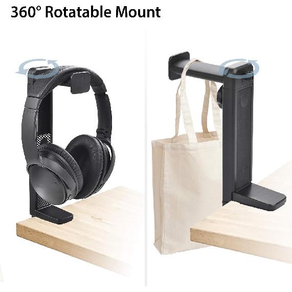 NEETTO HS906 Headphone Stand & Hanger 2 in 1, Above & Under Desk
