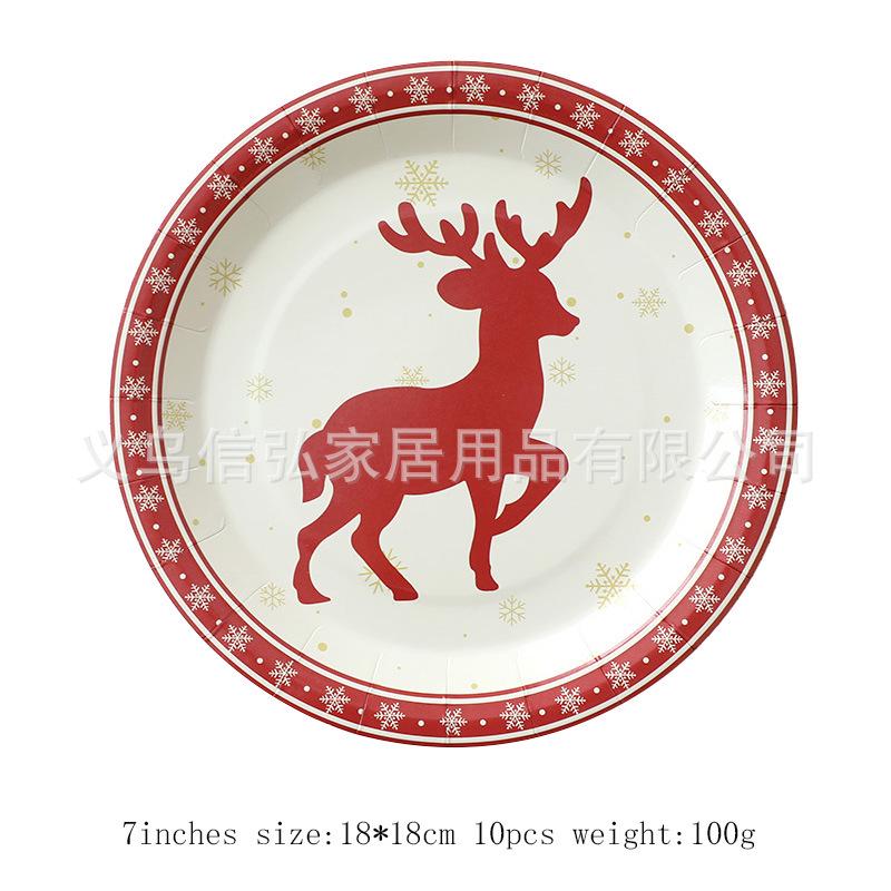 

Праздничный рождественский набор посуды: Бумажные тарелки, салфетки, стаканы, тарелки неправильной формы, скатерть, столовые приборы для новогодних вечеринок