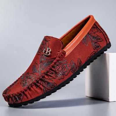 Rose Pattern Large Size 45 46 Penny Loafers Men Casual Shoes Man Moccasins Slip On Men's Flats Fashion Male Driving Shoes 2025
