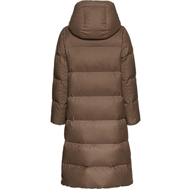 Пальто женское Marc O'Polo Materialien пуховое с капюшоном из переработанных материалов (209087471027) коричневый/разноцветный