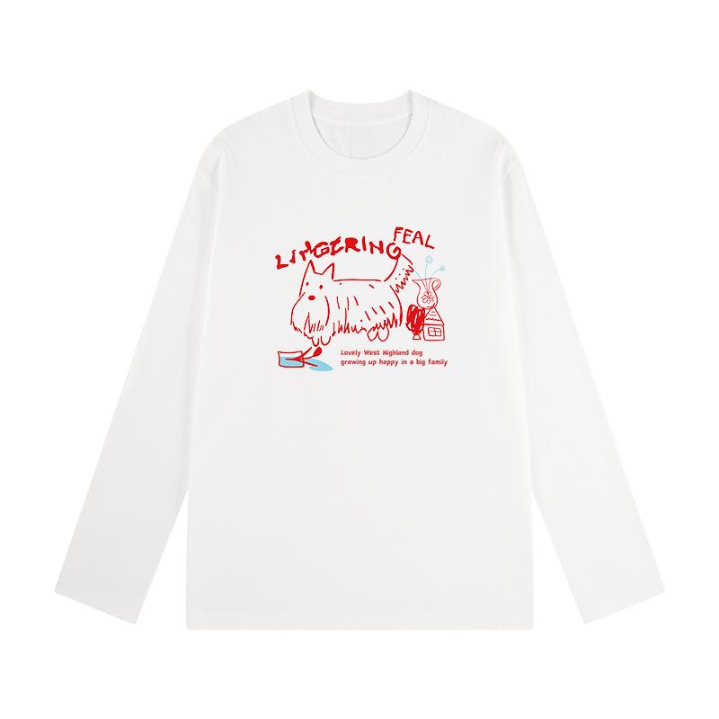 Korean Style Women's Long Sleeve Cotton T-Shirt - Versatile, Casual, Loose Fit for Spring & Autumn.