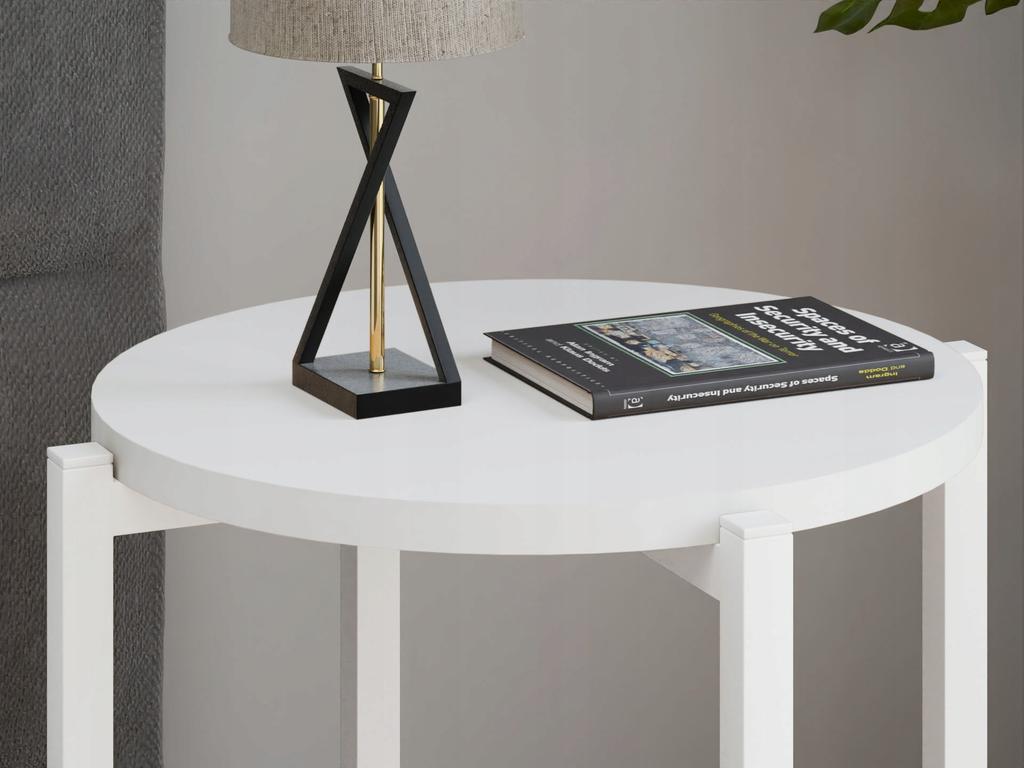 Round Loft Bedside Table 35x35x46 Cm Metal White