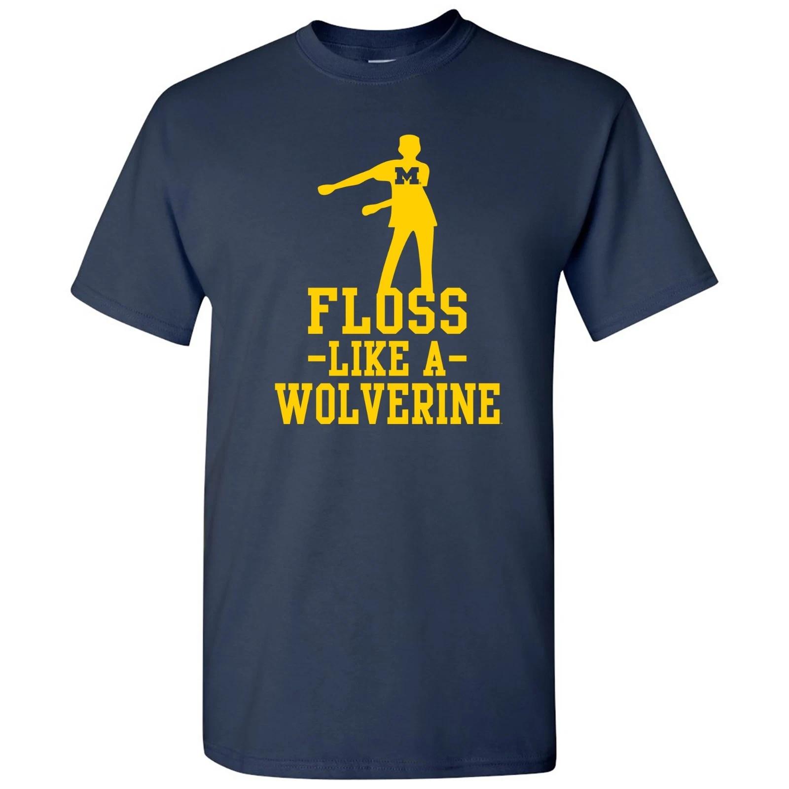 Floss Like a Wolverine T Shirt - Navy 2XL
