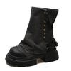 Women Ankle Boots Western Denim Short Boots Rivet Ankle Boots Fashion Slip On Thick Bottom Platform Shoes