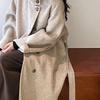 Women's 2024 Autumn/Winter Stand Collar Cashmere Coat - Mid-Length, Double-Sided, Waist-Cinched.
