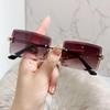 Vintage Fashion Sunglasses Rimless Frameless Rectangle Shades Gradient UV400 Summer Traveling Sun Glasses for Women