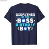 Godfather of The Boss Birthday Boy Baby Decor Family Matchin T-shirt For Men Women 100% Cotton T Shirts Short Sleeve Tops 1027-2