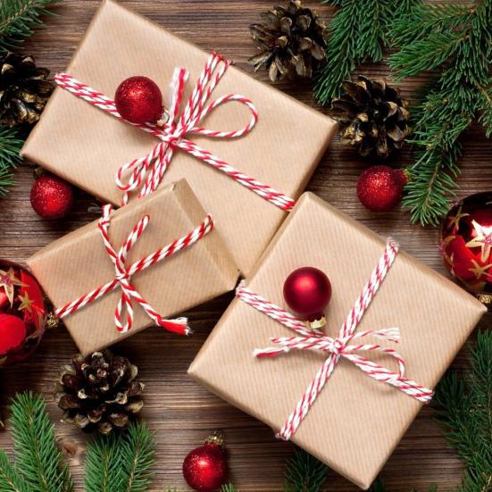 Red And White Cotton Twine 2mm Bakers Twine Christmas Ribbon String for Crafts Art Gardening Plants Gift Wrapping Home Wedding Holiday Decor