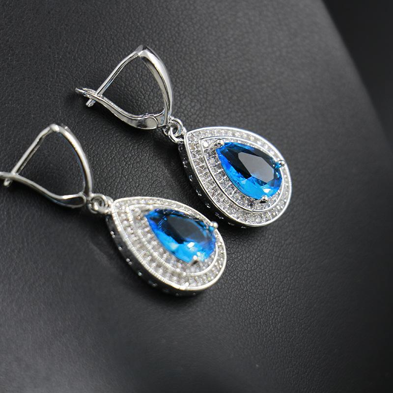 New Fashion Jewelry Set Ladies Accessories Zirconia Wedding Earrings Necklace Bracelet Ring Set