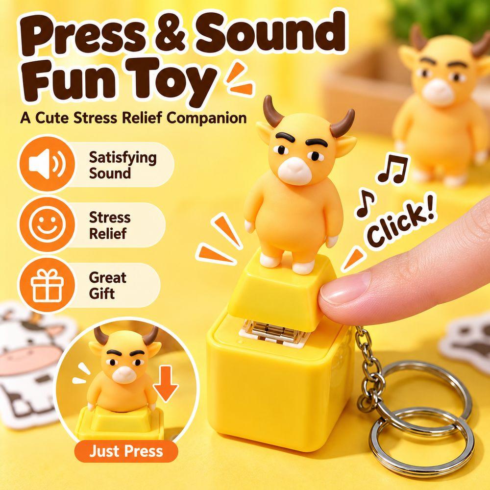 Abstract Bull Sound Button Keychain Light Up Push Button Keychain Bull Keychain  Office Desk Decor