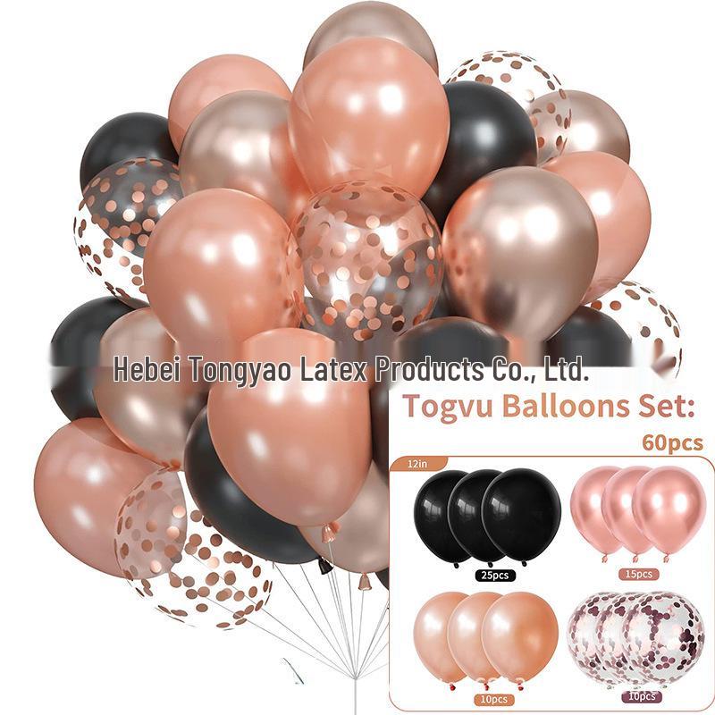 60-Piece 12" Vintage Color Glitter Balloon Set for Birthday Parties