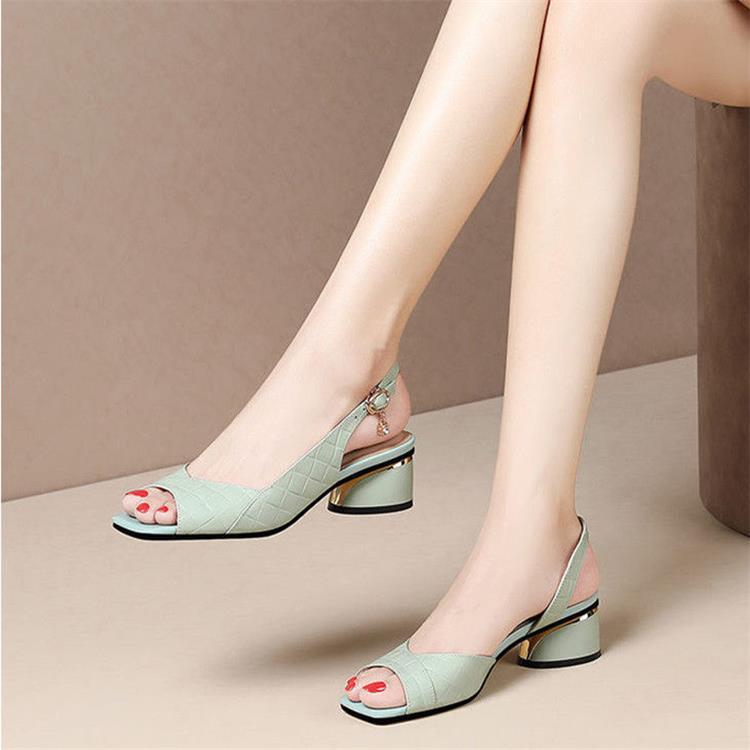 2025 Summer New Fashion Sandals Women Fish Mouth Thick Heels Back Hollow One Line Women Shoes Sandalias De Mujer slingback femme