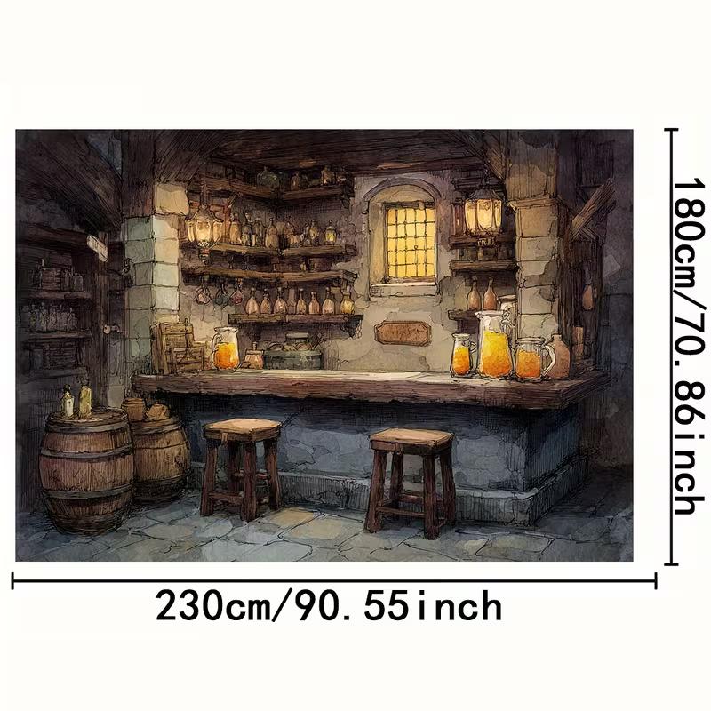 2D Mittelalterliche Bar Kulisse Rustikale Taverne Themenparty Hintergrund