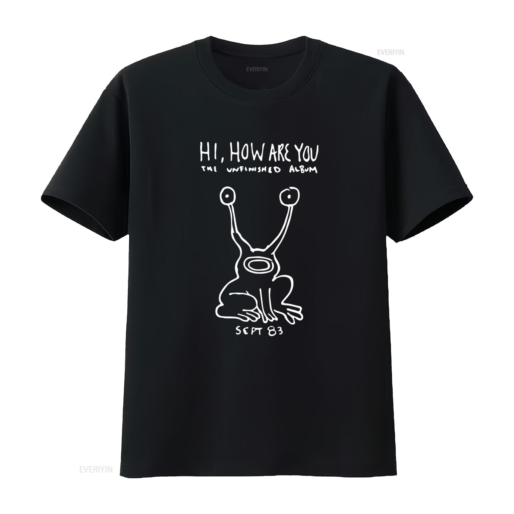 

Hi How Are You The Unfinished Album Frog Print T Shirt For Fashion vintage Washed designer clothes Slightly Stretched 4XL