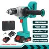 Trapano Elettrico Senza Spazzole 88V 800W 13mm Avvitatore Elettrico Senza Fili Mandrino Autobloccante 1/2" Trapano da Ghiaccio Batteria Li-ion Utensile Elettrico