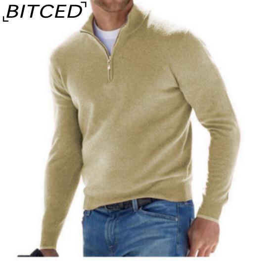 BITCED Herfst Long Sleeve V-hals Fleece gevoerd Rits Heren Casual Poloshirt