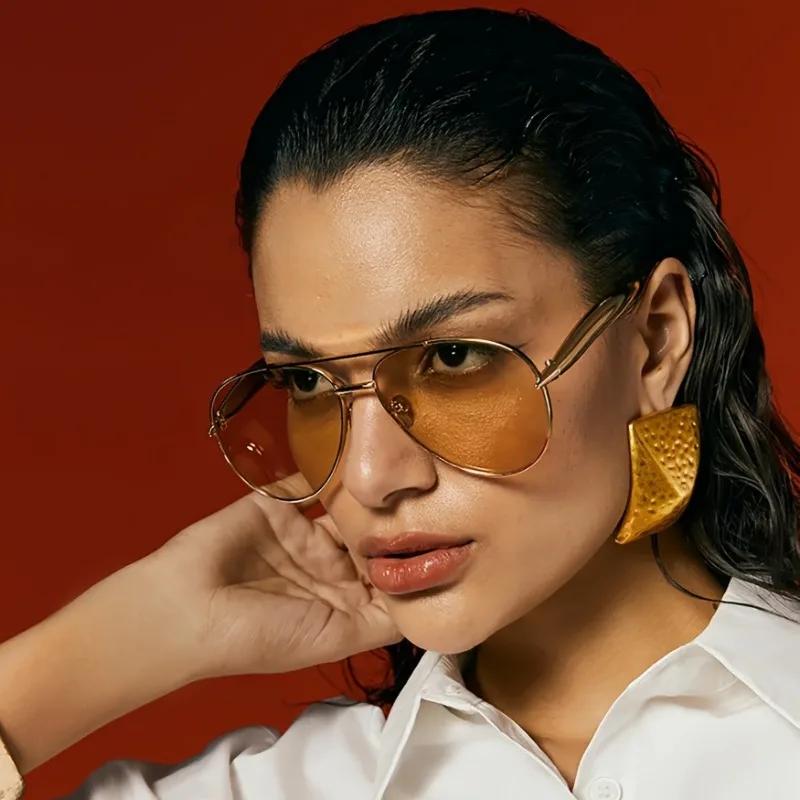 Ladies' Metal Full Frame Pilot Frame Retro Elegant Fashionable Glasses Suitable for Gatherings School Shopping Daily Leisure